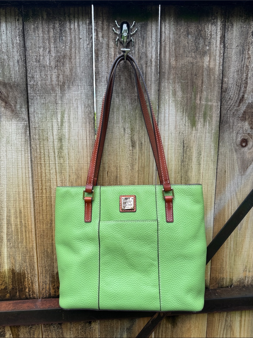Dooney & Bourke “Lexington Tote” lime green pebbled leather
